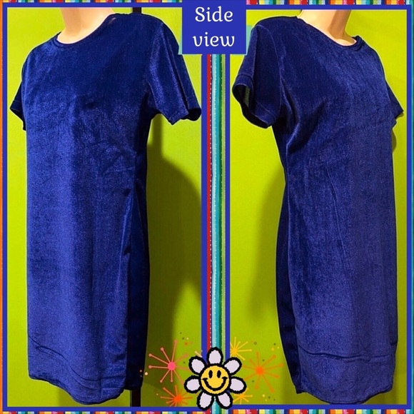 NWOT JRS XL VELOUR STRETCH MINI DRESS SHIMMERY SAPPHIRE BLUE BODYCON LIGHTWEIGHT - Picture 2 of 14